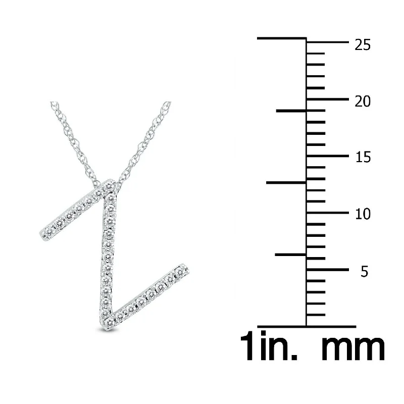 Multi-layer necklaces-Marquee 1/6 Carat TW Z Initial Diamond Pendant Necklace in 10K White Gold with Adjustable Chain