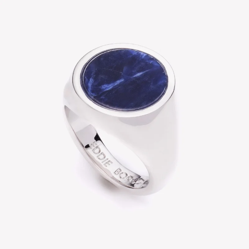 Antique bronze rings-INLAID SIGNET RING - LAPIS LAZULI