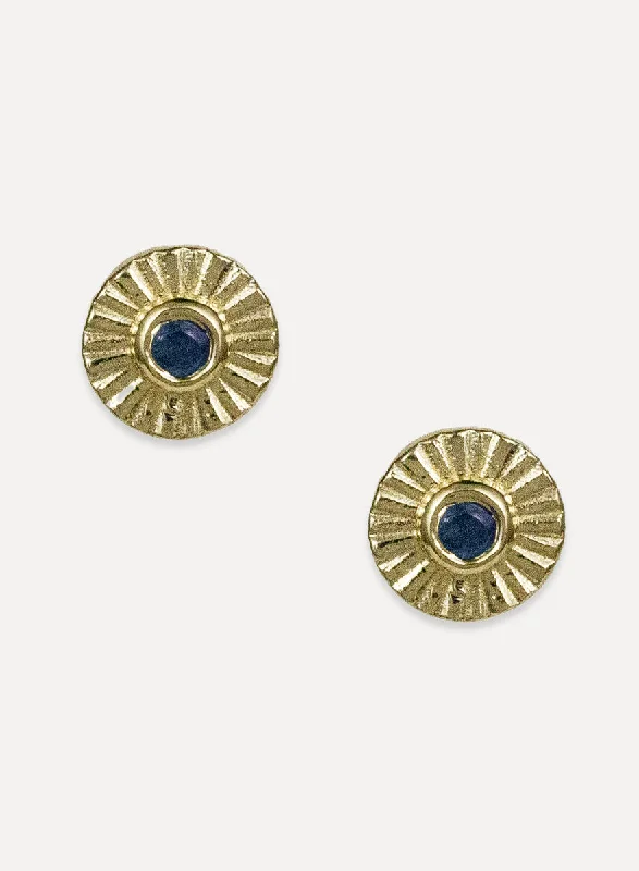 Sapphire gem earrings-Sunburst Studs