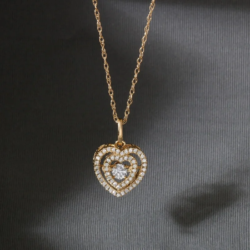 Citrine pendant necklaces-De Couer 10k Yellow Gold 1/5ct TDW Diamond Heartbeat Necklace