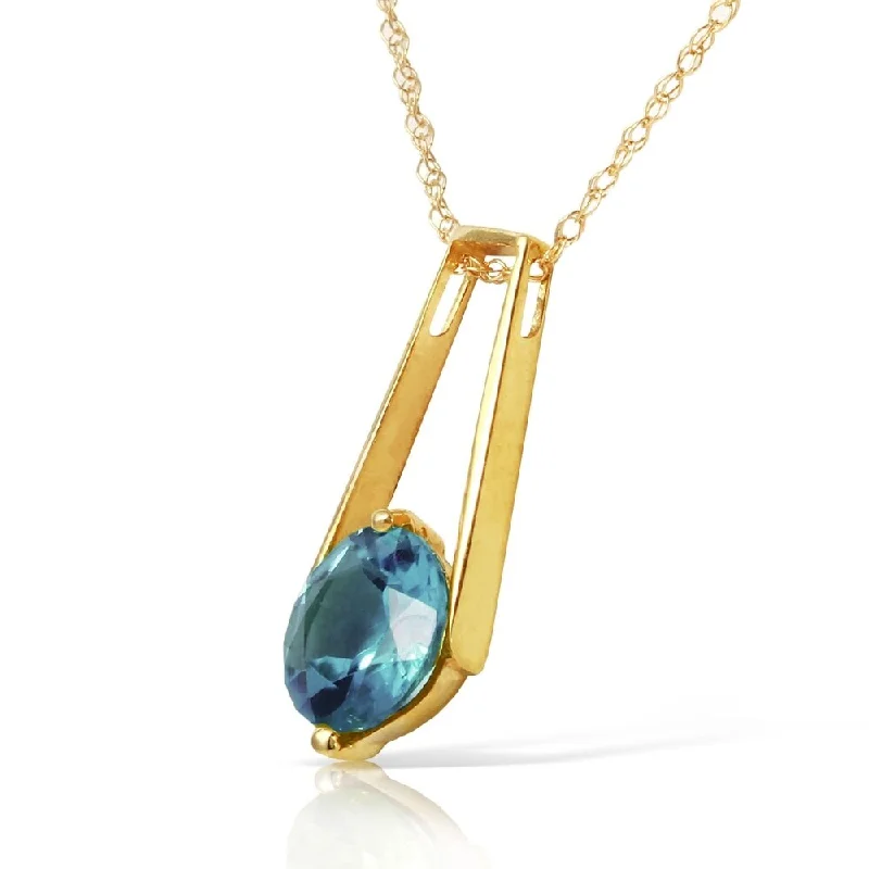 Lapis drop necklaces-1.45 Carat 14K Solid Gold Love At First Light Blue Topaz Necklace