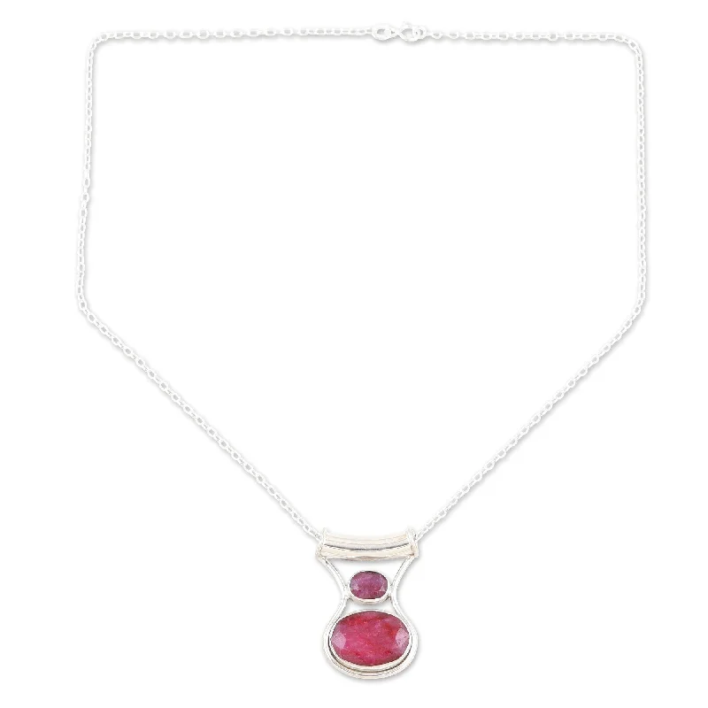 Rustic silver necklaces-Novica Handmade Simply Passion Ruby Pendant Necklace