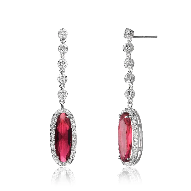 Aquamarine earrings-Audrey Snowflake Ruby Drop Earrings