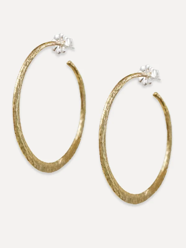 Smooth gem earrings-Amaya Hammered Hoops