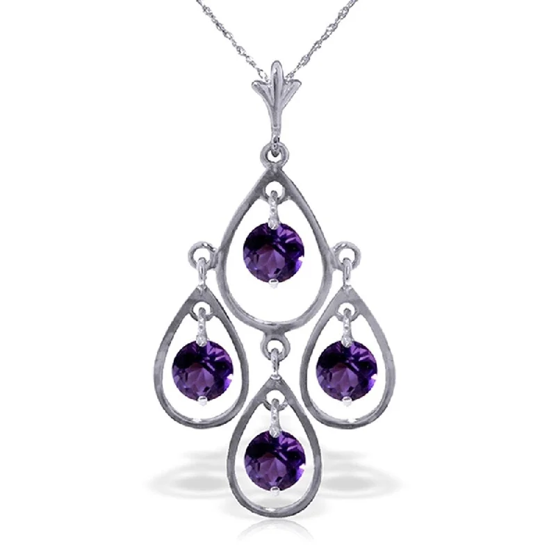 Vibrant enamel necklaces-1.2 Carat 14K Solid White Gold Full Moon Amethyst Necklace