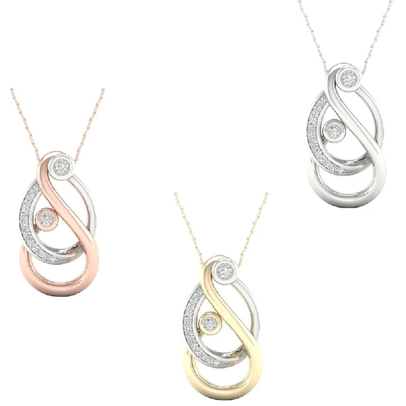 Wave pattern necklaces-1/6ct TDW Diamond Mom and Child Necklace in Sterling Siver by De Couer