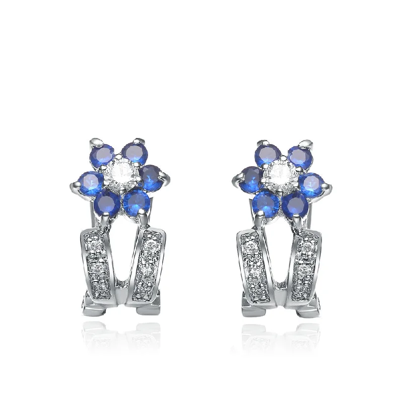 Pure stone earrings-Juliette Sapphire Flower Earrings