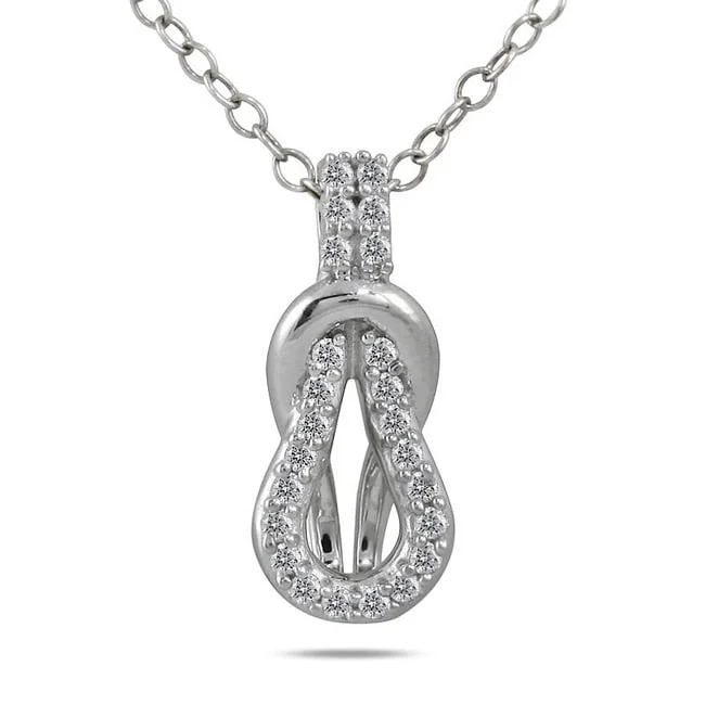 Freshwater pearl necklaces-Marquee 10k White Gold 1/10ct TDW White Diamond Knot Necklace (H-I, I1-I2)