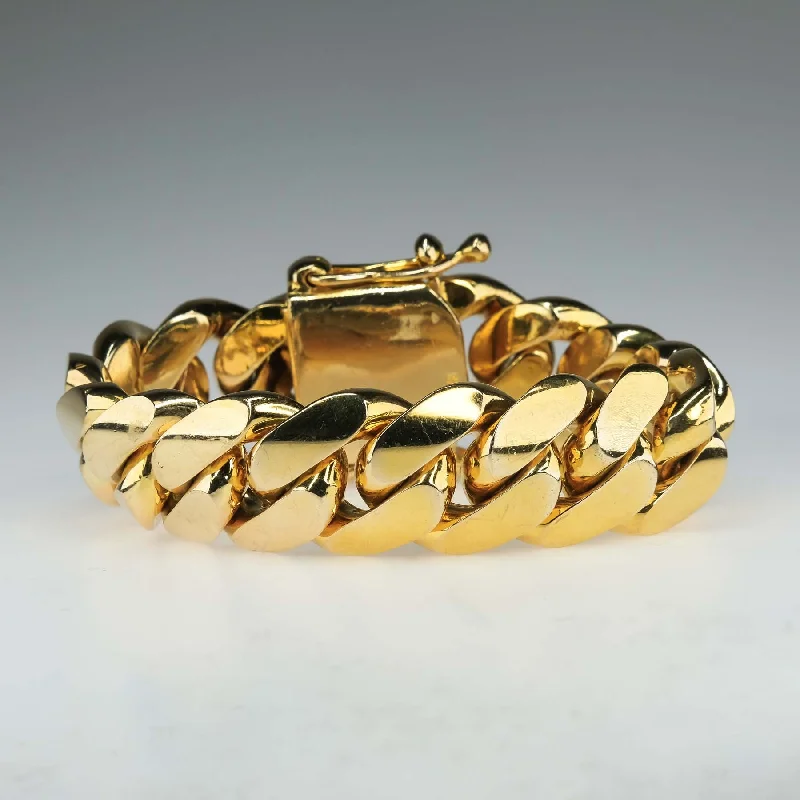 Silk cord bangles-10" Solid Cuban Link Bracelet in 10K Yellow Gold - 445.6 grams