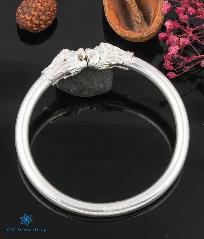 Morganite bangles-The Simha Mukha Silver Lion Bracelet (Size 2.8/2.10)