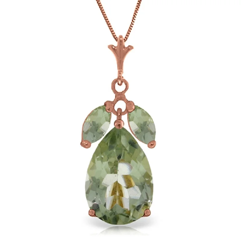 High gloss necklaces-14K Rose Gold Natural Green Amethyst Necklace Jewelry